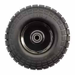 10 Inch 4.10/3.50-4 PU Puncture Proof Solid Tyre & Offset Metal Wheel Sack Truck