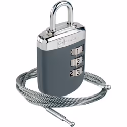 3 Dial Combination Link Lock Steel Security Cable Suitcase Luggage Padlock Grey