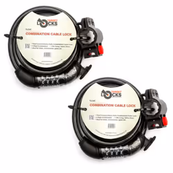 2x UK Target Gate Locks 1.8m Steel 12mm Heavy Duty Combination Cable Lock