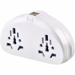 632 Go Travel Worldwide Duo Socket Adaptor + Twin USB US Plug
