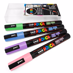 Uni POSCA - PC-3M Art Paint Markers - Set of 4 - In Plastic Wallet - Pastel Tones