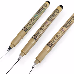 Sakura Pigma Micron - Pigment Fineliner Pens - 0.1/0.5mm/Brush + 0.5/0.8mm/PN - Black Ink - Blister Pack of 6