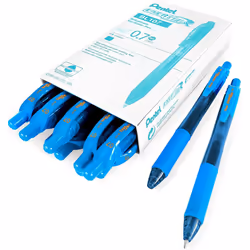 Pentel Energel X BL107 Retractable Gel Rollerball Pens - 0.7mm - Sky Blue Ink - Pack of 12