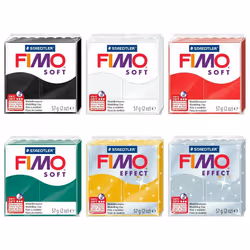FIMO Soft and Effect Polymer Oven Modelling Clay - 57g - Set of 6 Colours - Christmas Tones