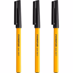 Staedtler Fine 0.3mm 430 Stick Ballpoint Pens Writing Pen Smooth - Black Ink - Pack Of 3