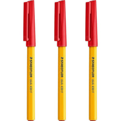 Staedtler Fine 0.3mm 430 Stick Ballpoint Pens Writing Pen Smooth - Red Ink - Pack Of 3