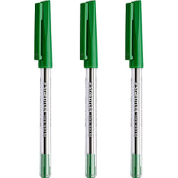 Staedtler Medium 0.5mm 430 Stick Ballpoint Pens Writing Pen Smooth - Green Ink - Pack Of 3