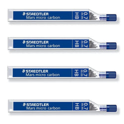 STAEDTLER Mars Micro Carbon 250 0.7mm 2B - Pencil Lead Refills - 4 Tubes/Packs (48 Leads) (HB-0.7mm)