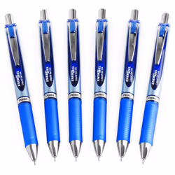 Pentel Energel BLN75 Retractable Gel Ink Rollerball Pen - 0.5mm - Blue - Pack of 6