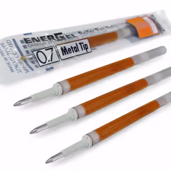 Pentel Energel 0.7mm Refill Metal Tip LR7- Fits BL77/BL57/BL37 - Orange - Pack of 4