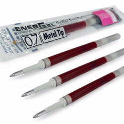 Pentel Energel 0.7mm Refill Metal Tip LR7- Fits BL77/BL57/BL37 - Pink - Pack of 4