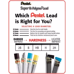 Pentel Super Mechanical Pencil Refill Leads - 0.9mm - HB - 3 Tubes of 15 Leads