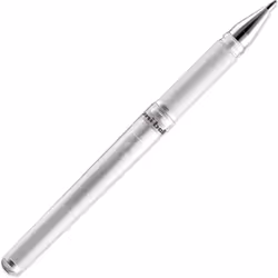 Uni-Ball Signo Pen Broad Metallic Gel Ink Rollerball - 1mm Tip Nib 0.65mm Line - Rubber Grip - UM-153 - White - Pack of 5
