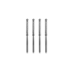Signo Pen Broad Metallic Gel Ink Rollerball - Metal 1mm Tip Nib 0.65mm Line Width With Rubber Grip - UM-153 - Silver - Pack of 4