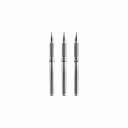 Signo Pen Broad Metallic Gel Ink Rollerball - Metal 1mm Tip Nib 0.65mm Line Width With Rubber Grip - UM-153 - Silver - Pack of 4