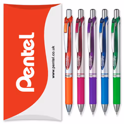 Pentel Energel BL77 Retractable Gel Ink Rollerball Pen - 0.7mm - Pack of 5 in Pillow Packaging - Tropical Tones
