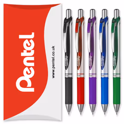 Pentel Energel BL77 Retractable Gel Ink Rollerball Pen - 0.7mm - Pack of 5 in Pillow Packaging - Teacher's Set