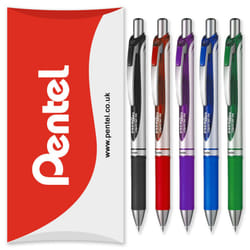 Pentel Energel BL77 Retractable Gel Ink Rollerball Pen - 0.7mm - Pack of 5 in Pillow Packaging - Teacher's Set