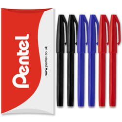 Pentel S520 Original Sign Pen Fibre Tip Fineliner Pens - Pack of 6 in Pillow Packaging - Essentials