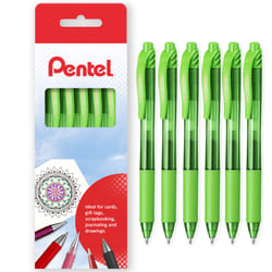 Pentel Energel X BL107 Retractable Gel Rollerball Pens - 0.7mm - Gift Box of 6 - Light Green
