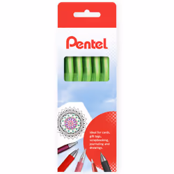 Pentel Energel X BL107 Retractable Gel Rollerball Pens - 0.7mm - Gift Box of 6 - Light Green
