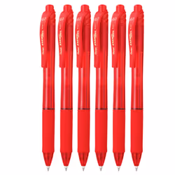Pentel Energel X BL107 Retractable Gel Rollerball Pens - 0.7mm - Gift Box of 6 - Red