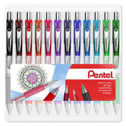 Pentel EnerGel XM BL77 Retractable Liquid Gel Ink Pen - 0.7mm - Clam Pack of 12