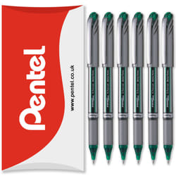 Pentel Energel BL27 Liquid Gel Ink Rollerball Pen - 0.7mm - Pack of 6 in Pillow Packaging - Green