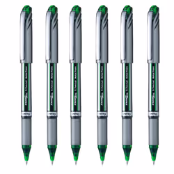 Pentel Energel BL27 Liquid Gel Ink Rollerball Pen - 0.7mm - Pack of 6 in Pillow Packaging - Green