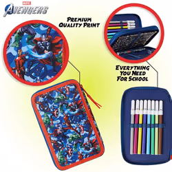 Marvel Large Pencil Case, Filled Pencil Cases with Avengers Stationary Sets, Marvel Gifts for Boys