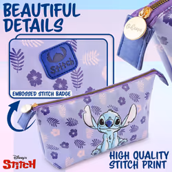 Stitch Toiletry Bag, Make-Up Bag, Travel Accessory, Storage, Makeup Bag, Vanity Bag, Gift Idea for Girls, Teenagers, Women, Stitch Mickey, purple,
