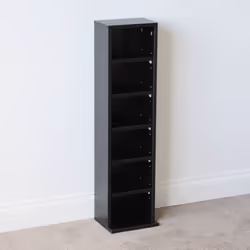 Oypla 6 Tier Black Wooden CD DVD Game Book Shelf Storage Tower Rack - Fits 102 CDs