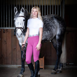Coco Equestrian Pink Ladies Womens Kids Horse Riding Tights Jodhpurs Breeches Leggings - XS