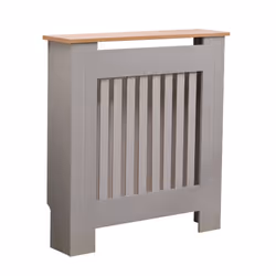 Oypla Small Grey Wooden Slatted Grill Radiator Cover MDF Cabinet