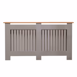 Oypla Large Grey Wooden Slatted Grill Radiator Cover MDF Cabinet