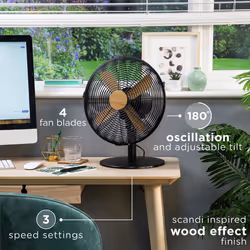 Russell Hobbs Scandi 12" Oscillating Desk Fan - Black