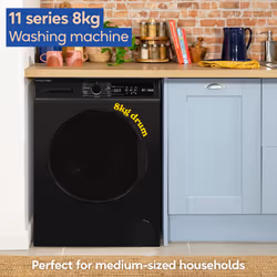 Russell Hobbs Washing Machine 8kg 1400rpm Black Freestanding RH814W111B