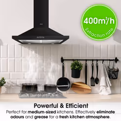 Abode ASCH6031B 60cm Chimney Cooker Hood - Black