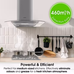 Abode AGCH6031SS 60cm Curved Glass Cooker Hood - Stainless Steel