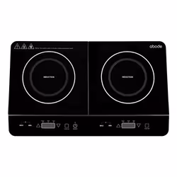 Abode AINDH2003 Portable Double Induction Hob, Digital Dual Control 2.8kW Plug & Play - Black, Black, Countertop, 60 cm, Zone ...