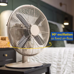 Russell Hobbs Desk Fan Electric in Greige 3 Speed Settings RHMDF1201GR