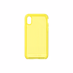 Tech Enterprises Protective Apple iPhone X/XS Case Thin Patterned Back Cover with FlexShock - Evo Check - Neon Yellow