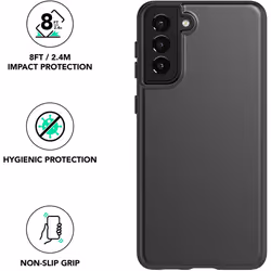 Tech21 Evo Slim Germ Fighting Antimicrobial Case with 8 ft. Drop Protection Cover For Samsung Galaxy S21+ (PLUS), Charcoal Bl ...