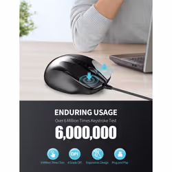 USB Wired Mouse, 6400 DPI Mice 4 Adjustable DPI with 6-Button Corded Mouse, Optical Computer Mouse with Ergonomic Design for Laptop, Chromebook, PC,