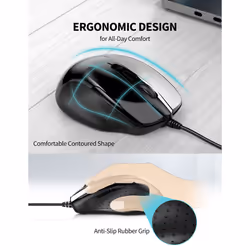 USB Wired Mouse, 6400 DPI Mice 4 Adjustable DPI with 6-Button Corded Mouse, Optical Computer Mouse with Ergonomic Design for Laptop, Chromebook, PC,