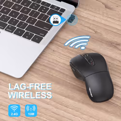 TECKNET Foldable Wireless Mouse, Portable Mini Mouse with USB Receiver, 6 Buttons, Compatible with Laptop,Notebook,Desktop...