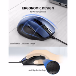 USB Wired Mouse, 6400 DPI Mice 4 Adjustable DPI with 6-Button Corded Mouse, Optical Computer Mouse with Ergonomic Design for Laptop, Chromebook, PC,