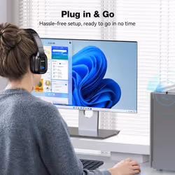 Wireless Headset with Microphone Noise Canceling, On-ear Bluetooth Headset with Microphone, 55H Hands-Free Headsets with Microphone for