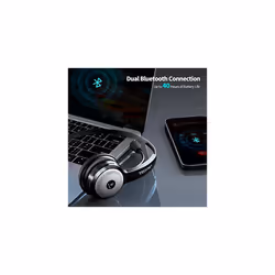 Wireless Headset with Microphone Noise Cancelling, Bluetooth Headset with Microphone for Laptop, All Day Battery Life with Charging Dock for Office,