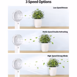 TECKNET Mini Handheld Fan, Portable USB Fan with Rechargeable 5200mAh Power Bank Function Personal Electric Fan, 3 Adjustable speed Desk Fan for Home
